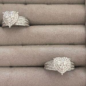 New Elegant Silver Heart-Shaped Ring Set with sparkle zirconia